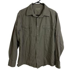 Gramicci Shirt Mens Large Green Long Sleeve Button Up Outdoors Cotton Casual Tab